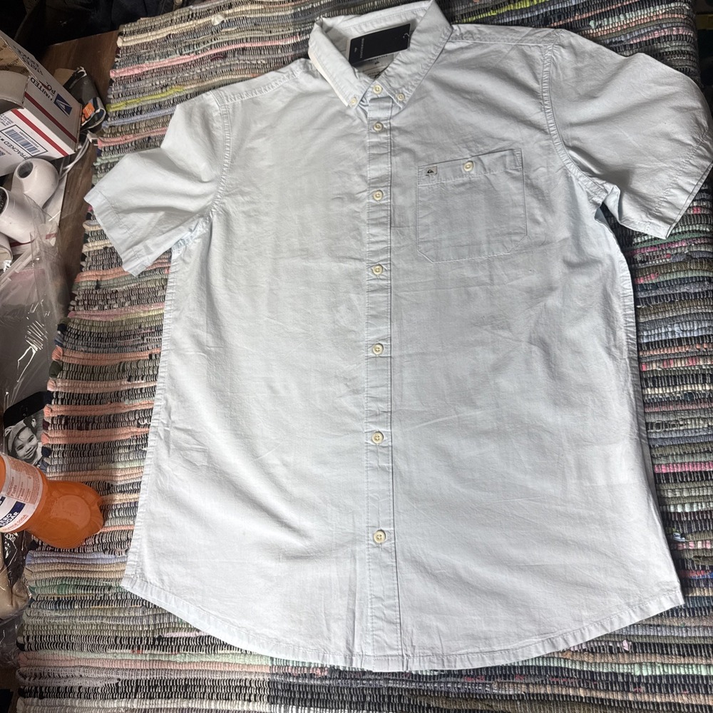 Quiksilver Shirt Mens Large Green Button Down‎ Lightweight Surf Surfing 1153